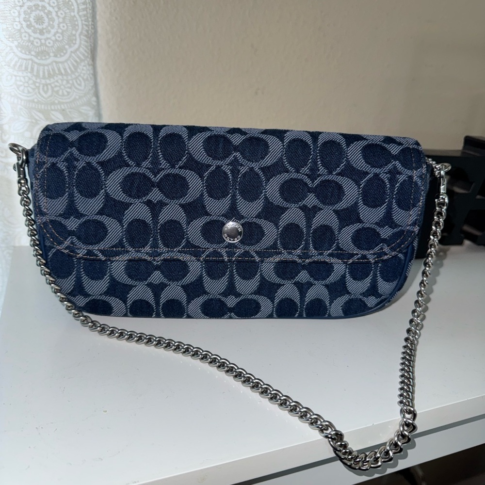 Coach Brook flap chain bag in signature denim